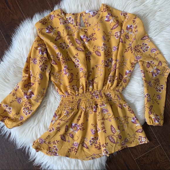 Stella Tweed Tops - Yellow printed blouse